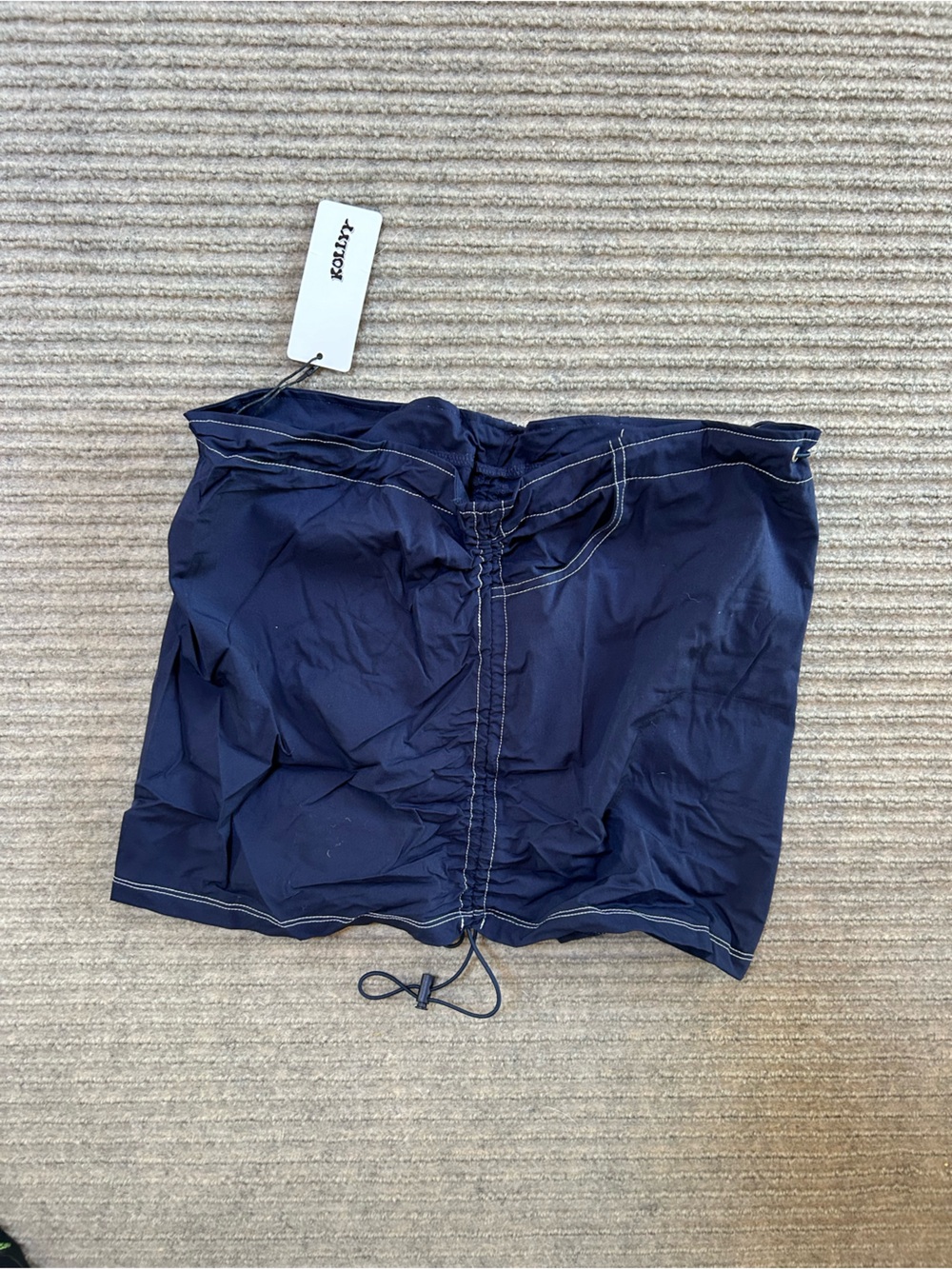 Kollyy Plain Street Skirt Navy with Drawstring Detail